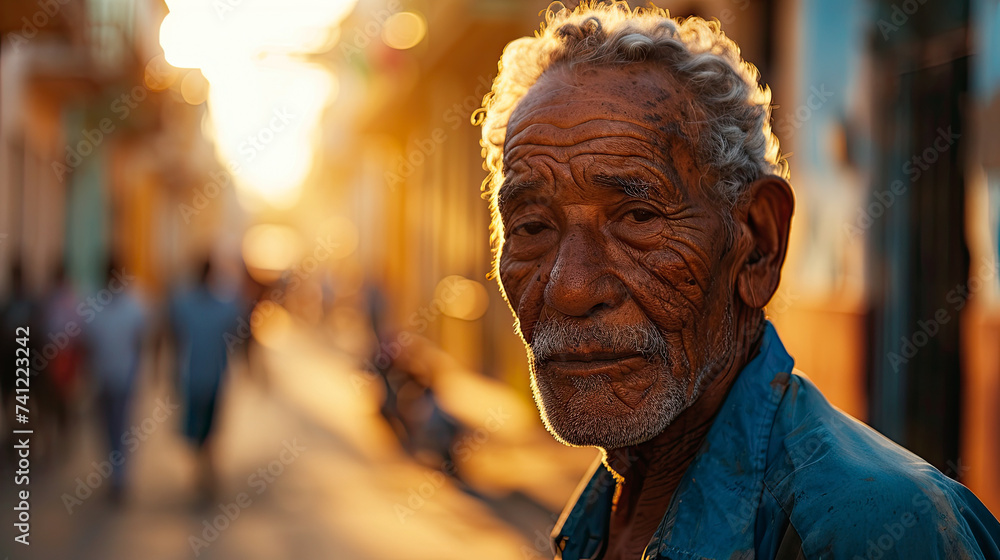 Senior man standing on street outdoors