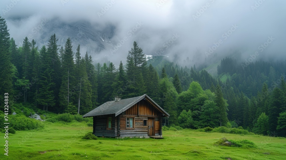 old wooden hut cabin in mountain alps at rural fall landscape old wooden hut cabin in mountain alps at rural fall landscape