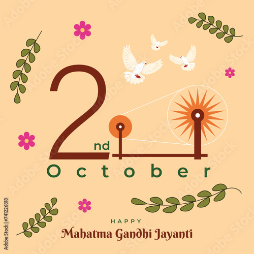 Mahatma gandhi jayanti flat illustration celebration 2nd October background