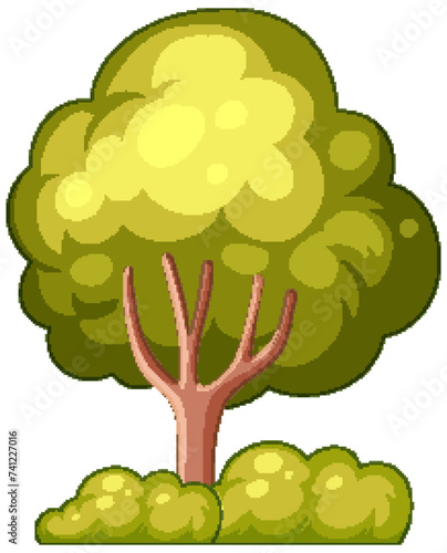 Colorful vector illustration of a vibrant green tree