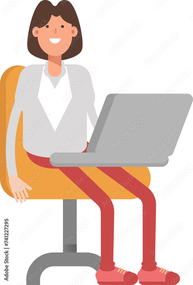 Businesswoman Character Working on Laptop
Businesswoman Character Working on Laptop