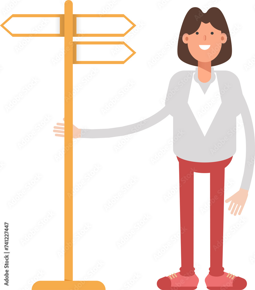 Businesswoman Character and Signpost
Businesswoman Character and Signpost