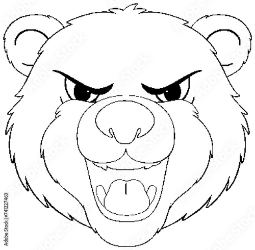 Black and white illustration of an angry bear