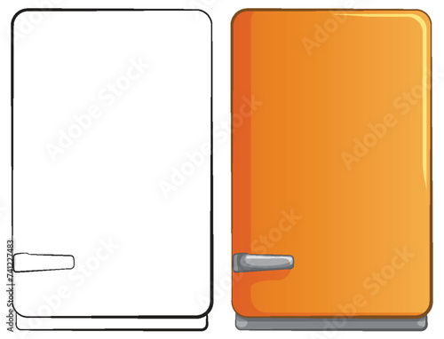 Two notebooks, one blank and one colored, side by side.