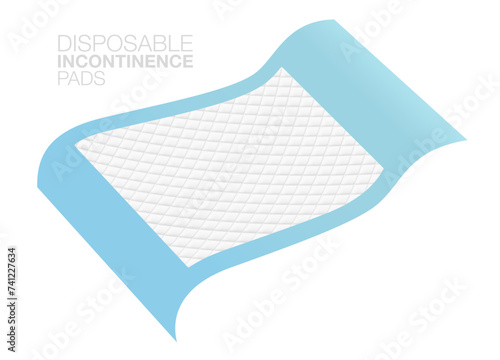 Incontinence pads Used to protect adult feces and dirt. at the patient's bed Disposable protective pads Isolated on White Background. Realistic EPS file.