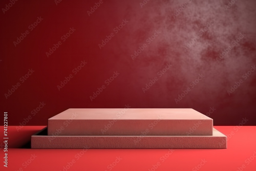 Red square wall and floor podium presentation product Red square wall and floor podium presentation product