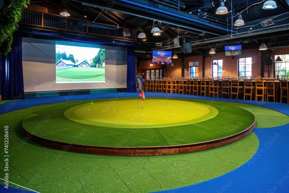 Obraz premium modern indoor golf simulator design professional photography