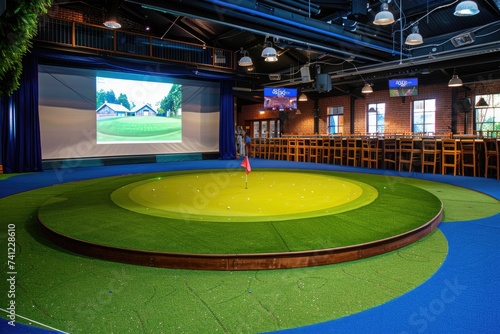modern indoor golf simulator design professional photography