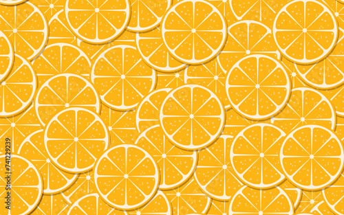 Many circles of orange, laid out in layers. Texture, seamless pattern. Bright orange background for paper, cover, fabric, textile, dishes, interior decor. 