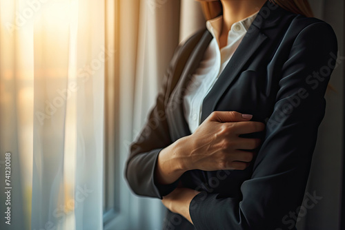 Close-up of a woman wearing business suit