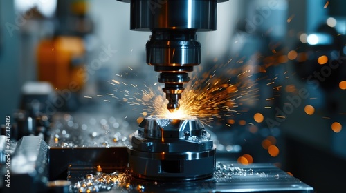 Metalworking CNC milling machine shapes materials with accuracy and efficiency. Ai Generated.