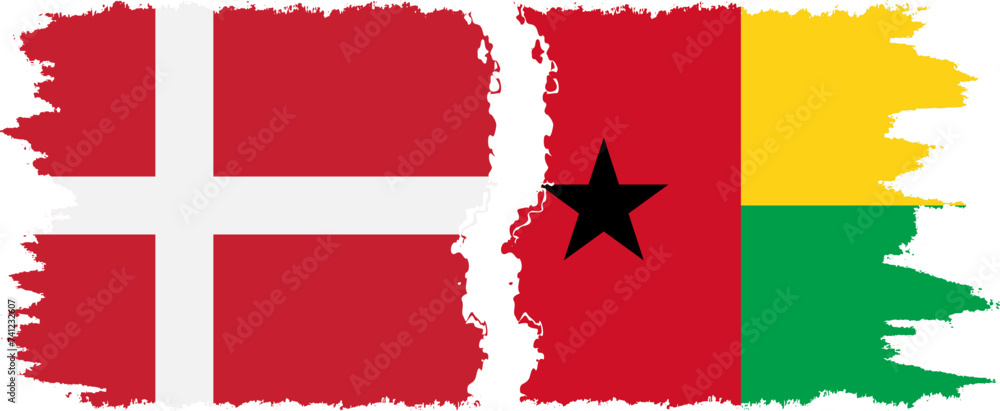 Guinea Bissau and Denmark grunge flags connection vector Guinea Bissau and Denmark grunge flags connection vector