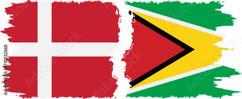 Free Download Guyana and Denmark grunge flags connection vector - GFXLoad