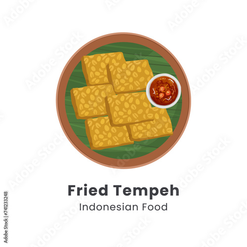 Hand drawn vector illustration of fried tempeh