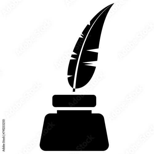 Solid icon design of old quill pen 