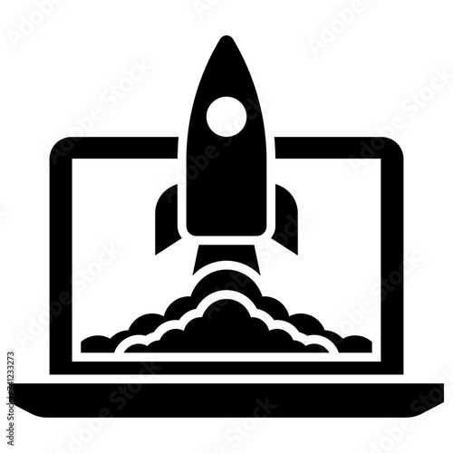 Content data blogging solid icon design, data uploading concept 