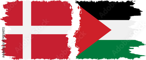 Free Download Palestine and Denmark grunge flags connection vector - GFXLoad
