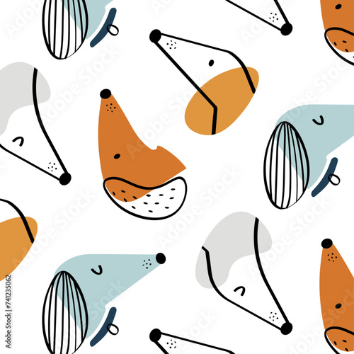 Seamless children's doodle pattern with dogs.Digital paper

