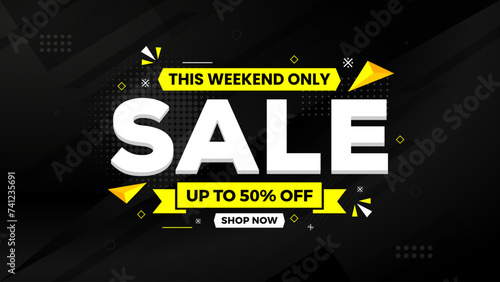 Sale Banner vector template. Offer Sale label and discounts background. Discount Promotion marketing poster design for web and Social.