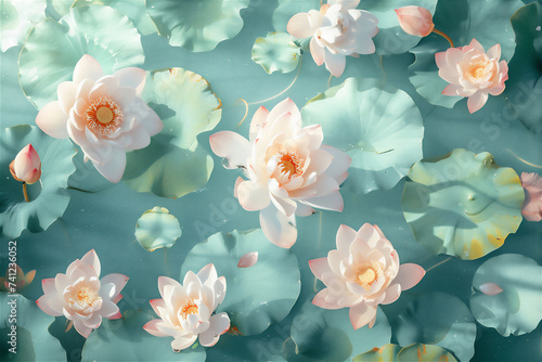 pink lotus flowers in pond