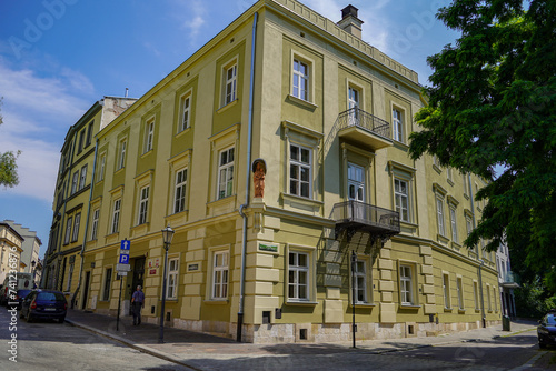 typical polish building facade in Krakow
