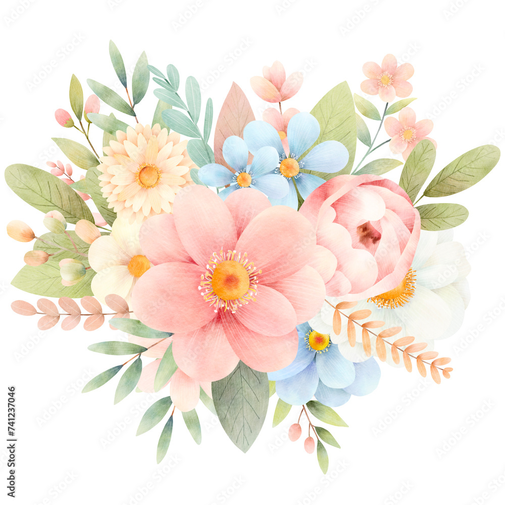 Watercolor flower bouquet-3