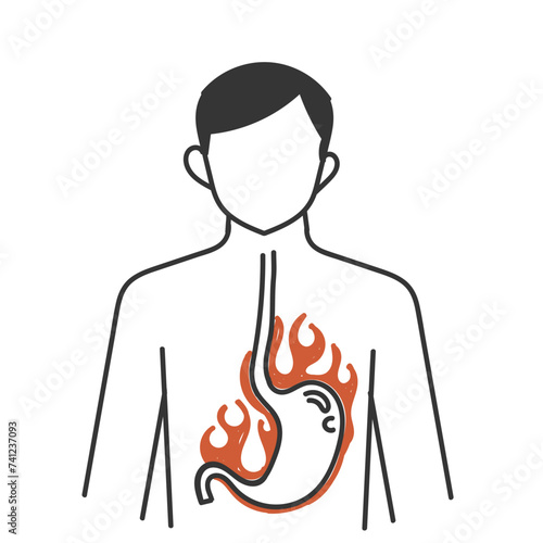 hand drawn doodle heartburn illustration vector