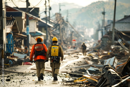 rescue team in an earthquake