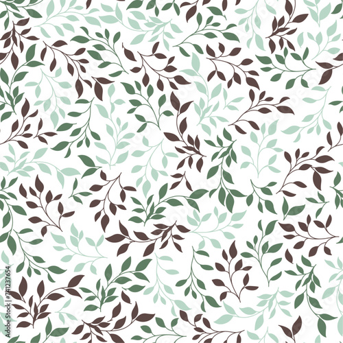 Leaves Seamless Pattern. Floral Background. Vintage Botanical Vector Seamless Pattern for Surface Design, Textile, Fashion Prints. Floral Texture with Small Hand Draw Leaves. © Наталья Дьячкова