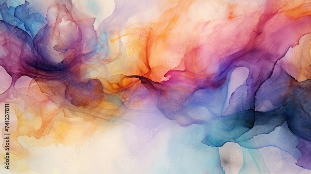 Abstract watercolor background. Colorful ink in water. Digital painting.