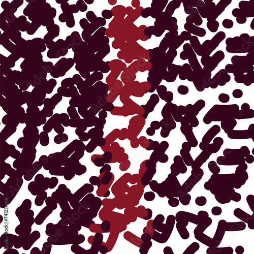 Dirty dense texture with spots highlighted in scarlet in the middle of the canvas.
