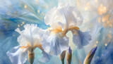 Piękne abstrakcyjne kwiaty irysa, dekoracja, tło generative wi
