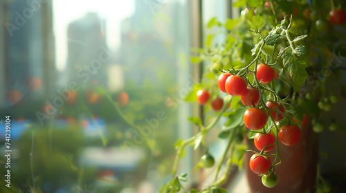 Tomatoes growing on the balcony
