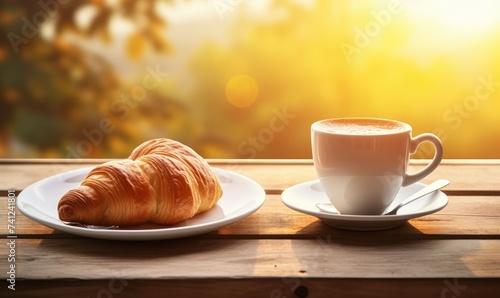 Breakfast Delights: A Cozy Morning with Coffee, Croissant, and Good Vibes