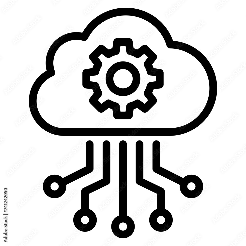 Cloud Based Sharing Line Icon Cloud Based Sharing Line Icon
