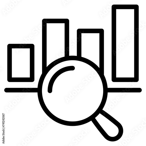 Analytic vector icons - magnifying glasses with bar chart