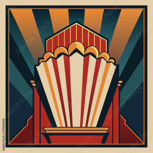 A retro popcorn box with a design inspired by art deco. vektor illustation