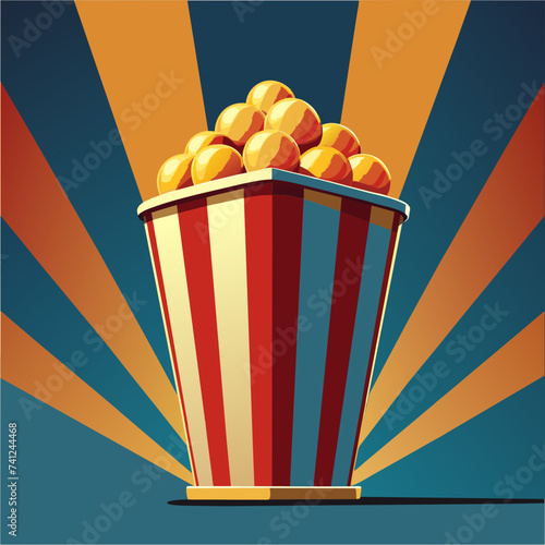 Vector illustration of a cinema popcorn bag with a vintage design. vektor illustation