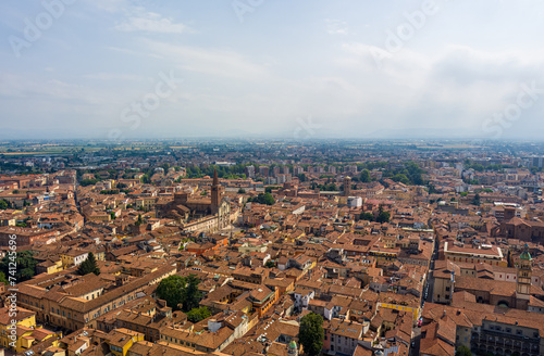 Piacenza  Italy. Piacenza is a city in the Italian region of Emilia-Romagna  the administrative center of the province of the same name. Summer day. Aerial view