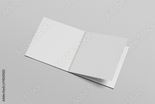 Blank spiral square mockup on gray background