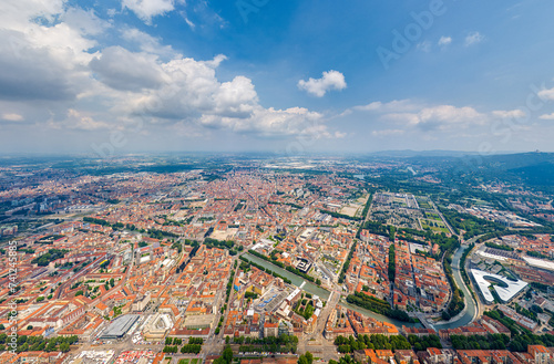 Turin, Italy. Panorama of the central part of the city. Aerial view © nikitamaykov