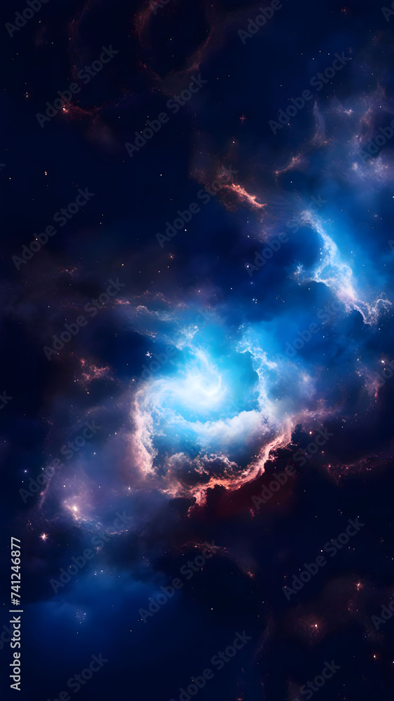 Space background with nebula, stars and galaxies in outer space. Generative AI.