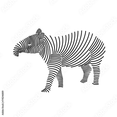 Simple line art illustration of a tapir 2