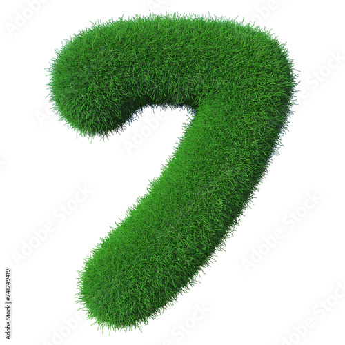 Grass Number 7 green font 3d render