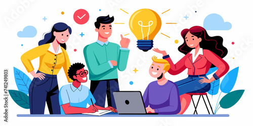 The Idea: New Business Project Discussion, Brainstorming for Fresh Ideas - Business Vector Illustration