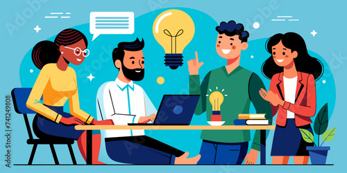 The Idea: New Business Project Discussion, Brainstorming for Fresh Ideas - Business Vector Illustration