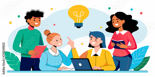 The Idea: New Business Project Discussion, Brainstorming for Fresh Ideas - Business Vector Illustration