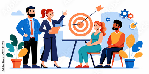 Business Target: Strategic Direction and Brainstorming - Business Vector Illustration
