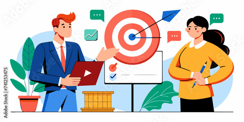 Business Target: Strategic Direction and Brainstorming - Business Vector Illustration