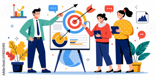 Business Target: Strategic Direction and Brainstorming - Business Vector Illustration